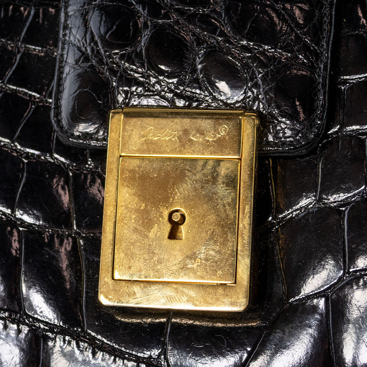 Judith Leiber Black Crocodile Doctors Bag