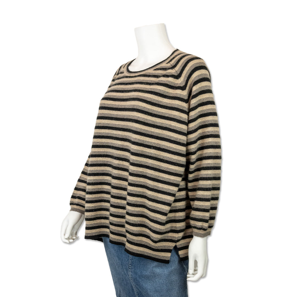 Jumper Black and Gray Striped Cashmere Sweater