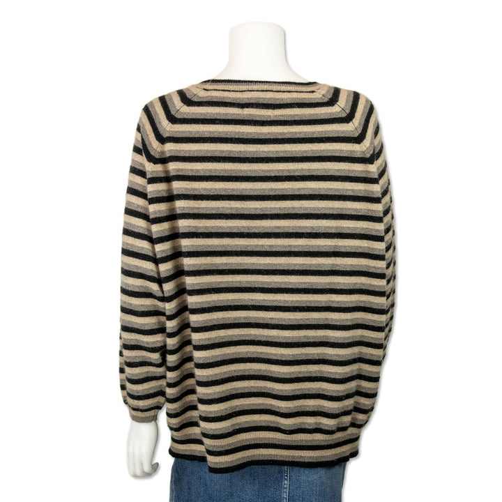 Jumper Black and Gray Striped Cashmere Sweater