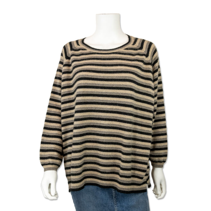 Jumper Black and Gray Striped Cashmere Sweater