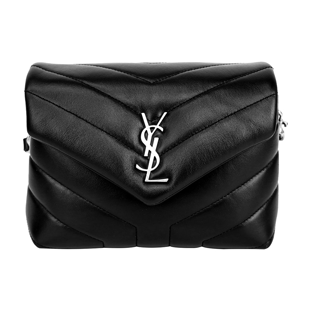 Saint Laurent Black Leather LouLou Toy Matelasse Crossbody Bag