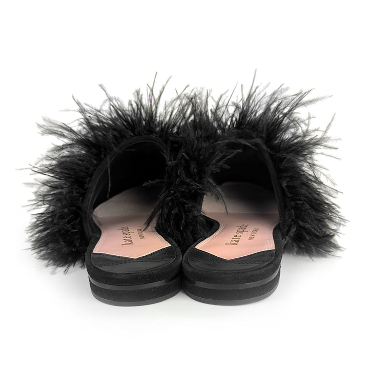 Kate Spade Black Marabou Feather Mules