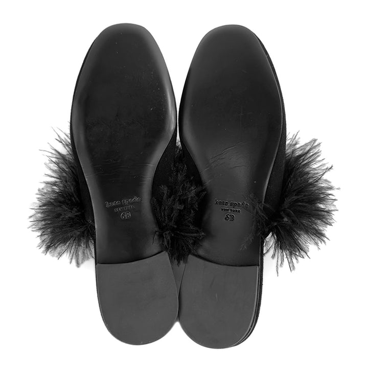 Kate Spade Black Marabou Feather Mules