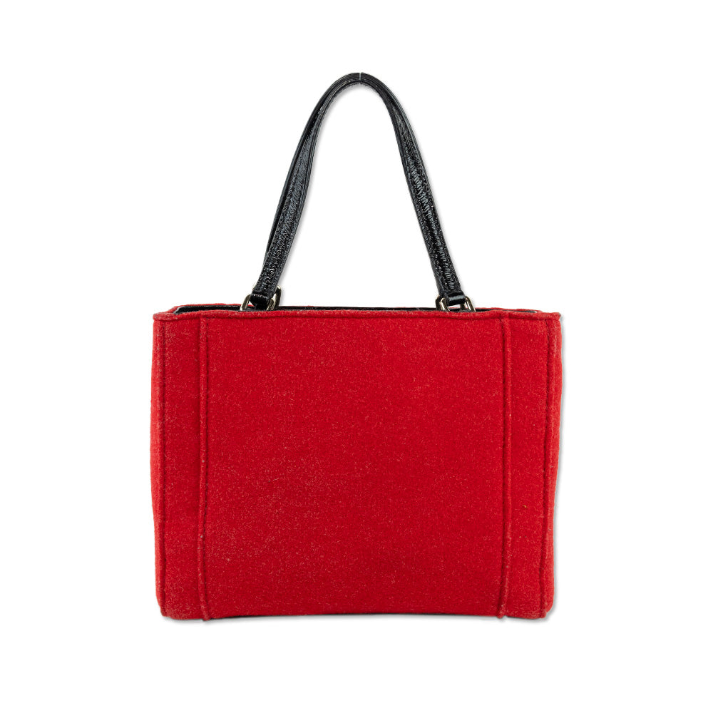 Kate Spade Double Breasted Red Wool Patent Leather Tote