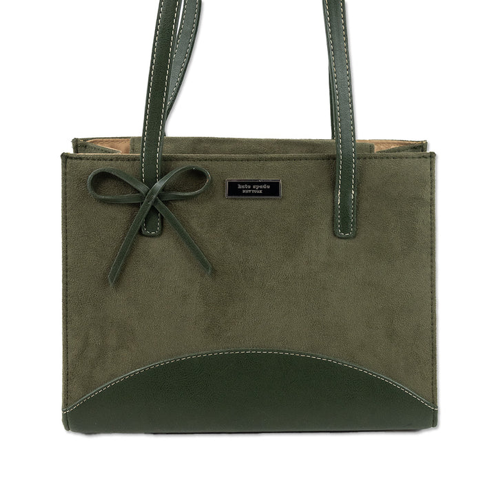 Kate Spade Green Suede and Leather Square Top Handle