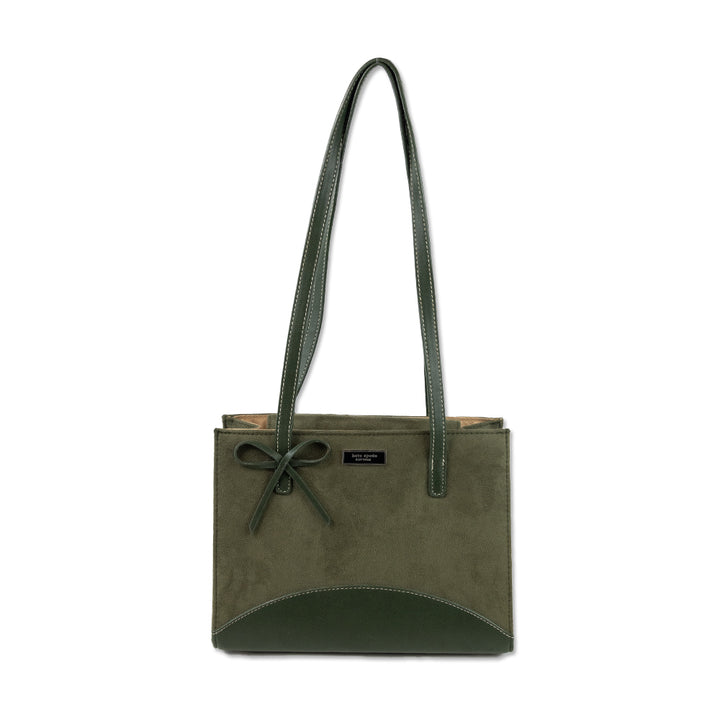 Kate Spade Green Suede and Leather Square Top Handle