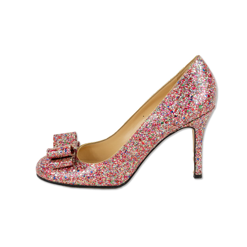 Kate Spade Krysta Pink Glitter Bow Pumps