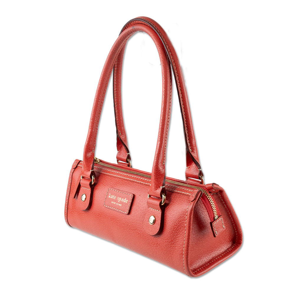 Kate Spade Orange Leather Barrel Top Handle Bag