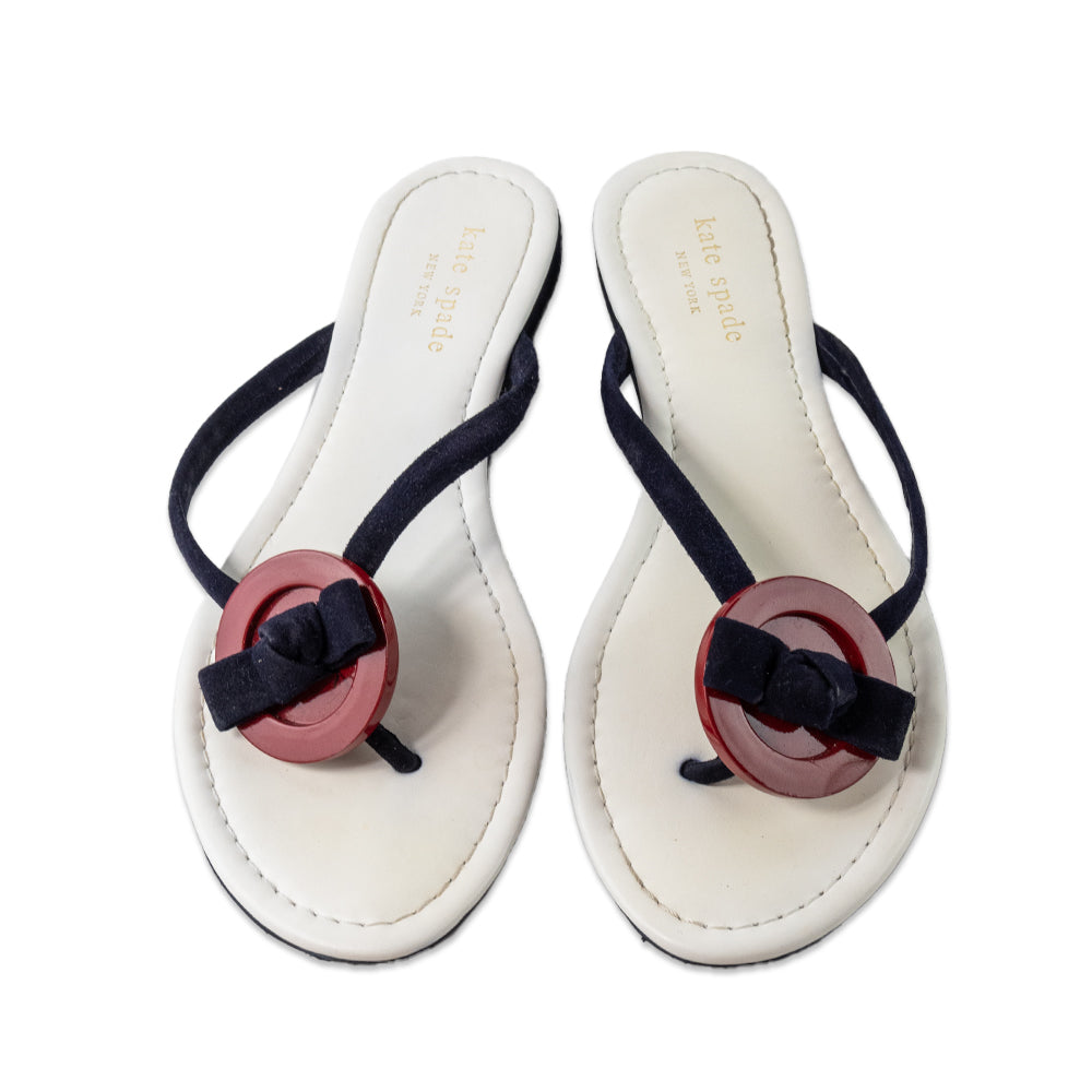 Kate Spade Red, White, and Blue Button Thong Sandal