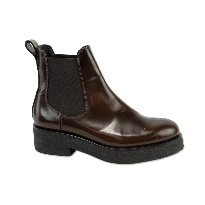 Koio Novara Glossed Walnut Leather Chelsea Boots