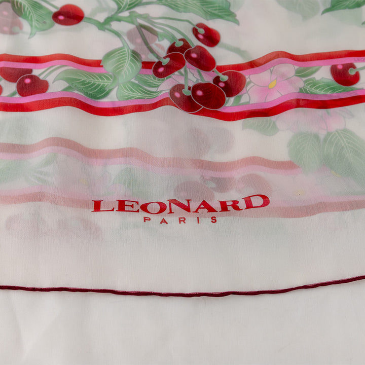 Leonard Sheer Silk Cherry Printed Scarf