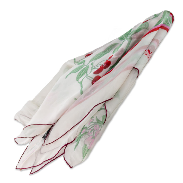 Leonard Sheer Silk Cherry Printed Scarf