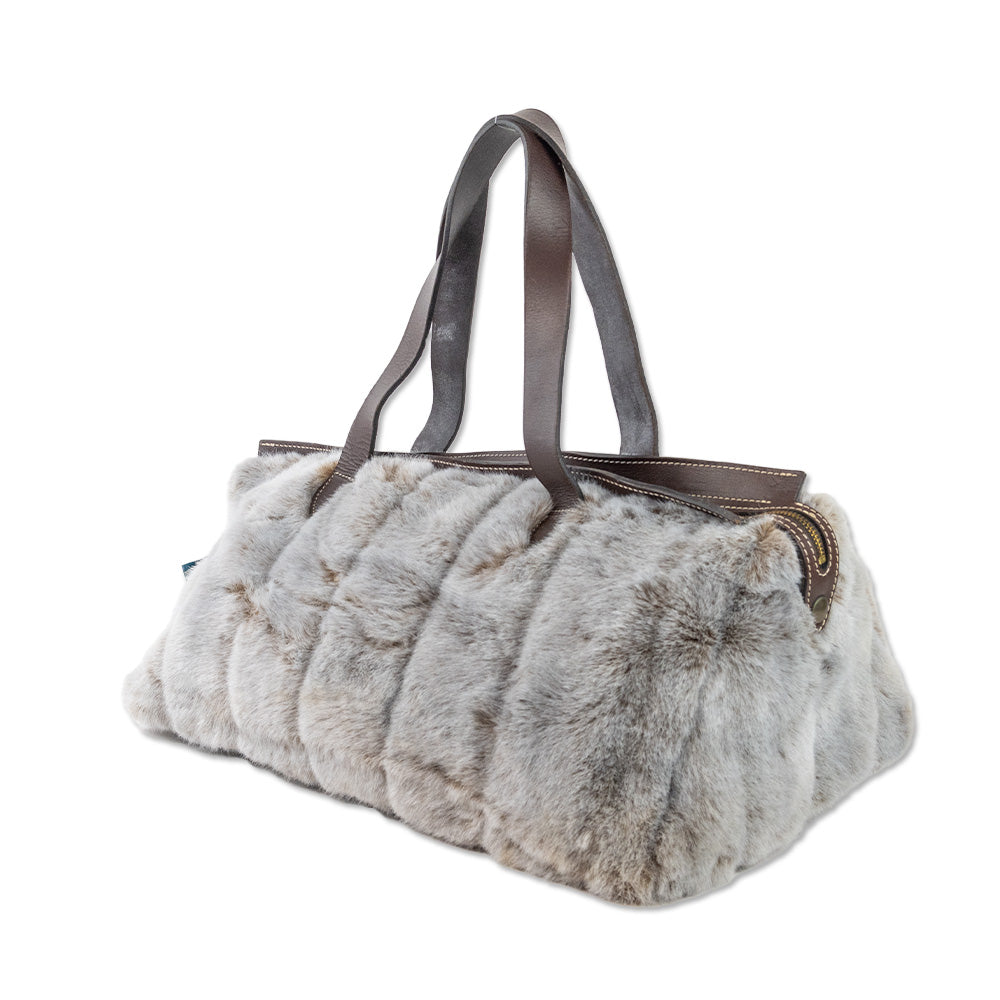 La Maison de la Fausse Fourrure Blue and Brown Faux Fur Tote