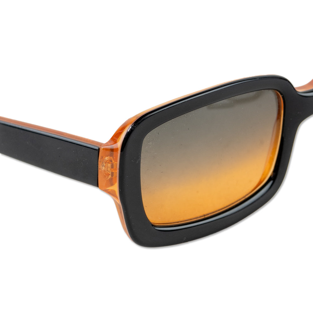 La Perla Black and Orange Rectangle Frame Sunglasses