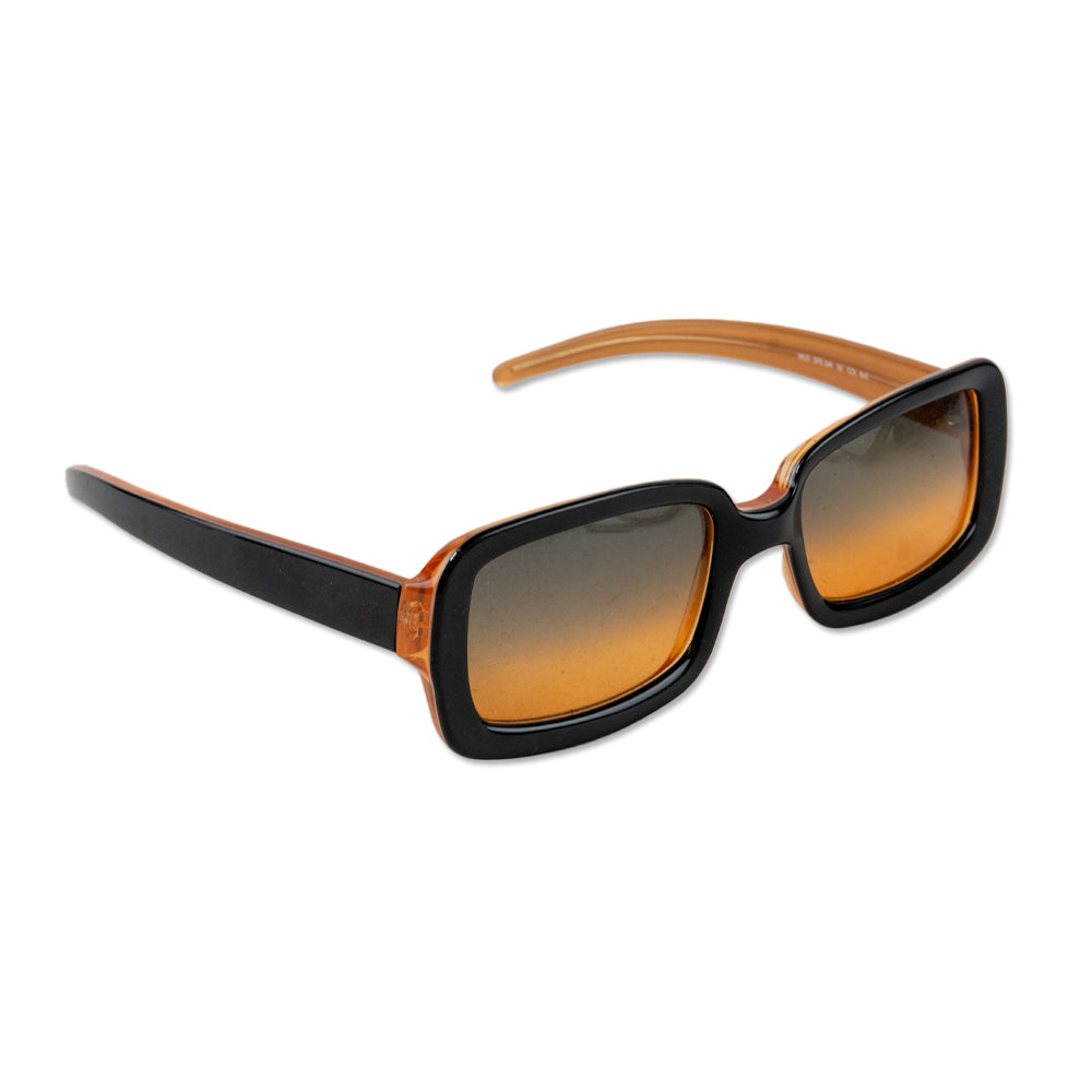 La Perla Black and Orange Rectangle Frame Sunglasses