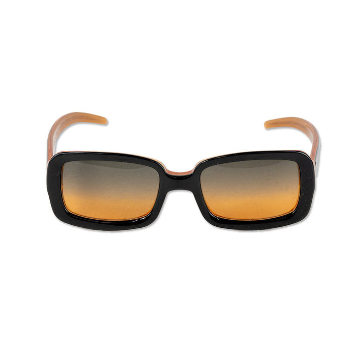 La Perla Black and Orange Rectangle Frame Sunglasses