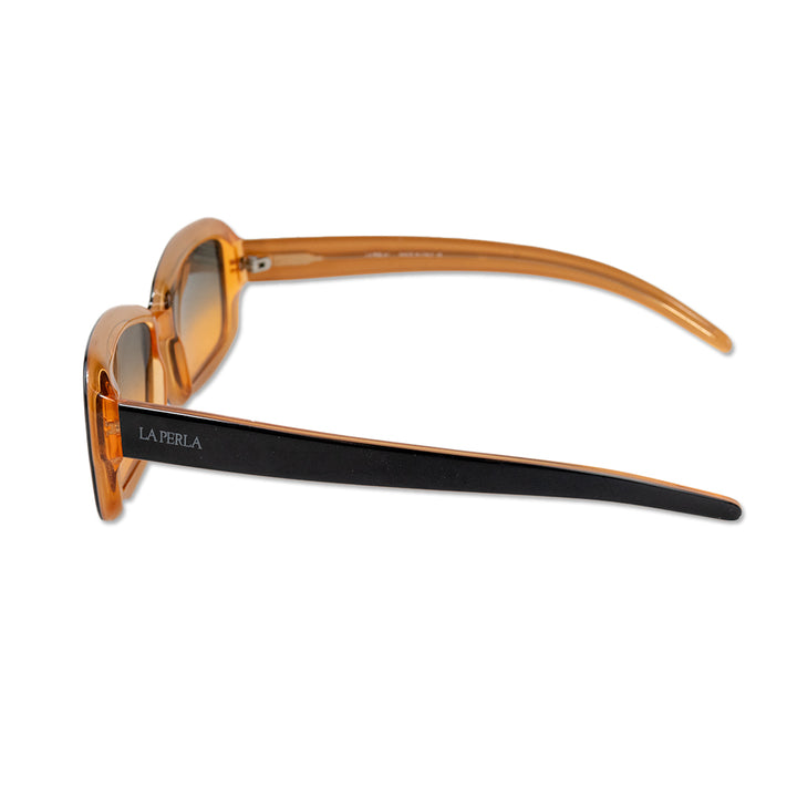 La Perla Black and Orange Rectangle Frame Sunglasses