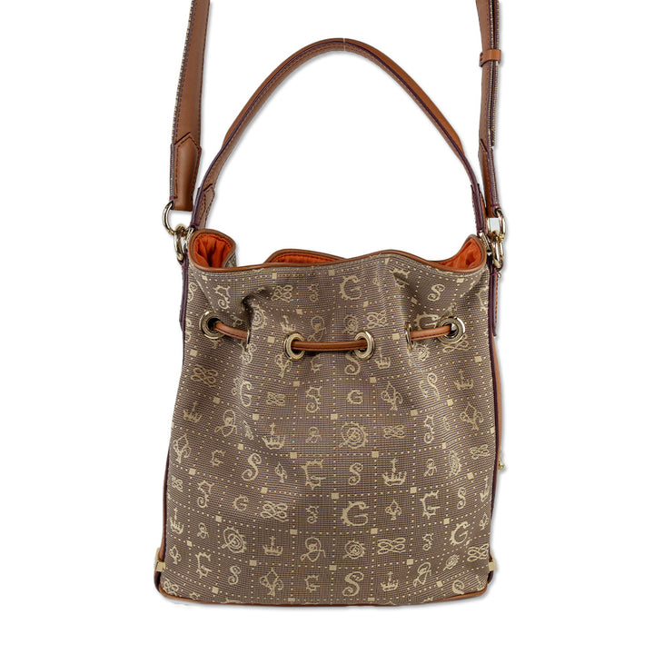 Lancel Beige Daligramme Canvas Brown Leather Bucket Bag