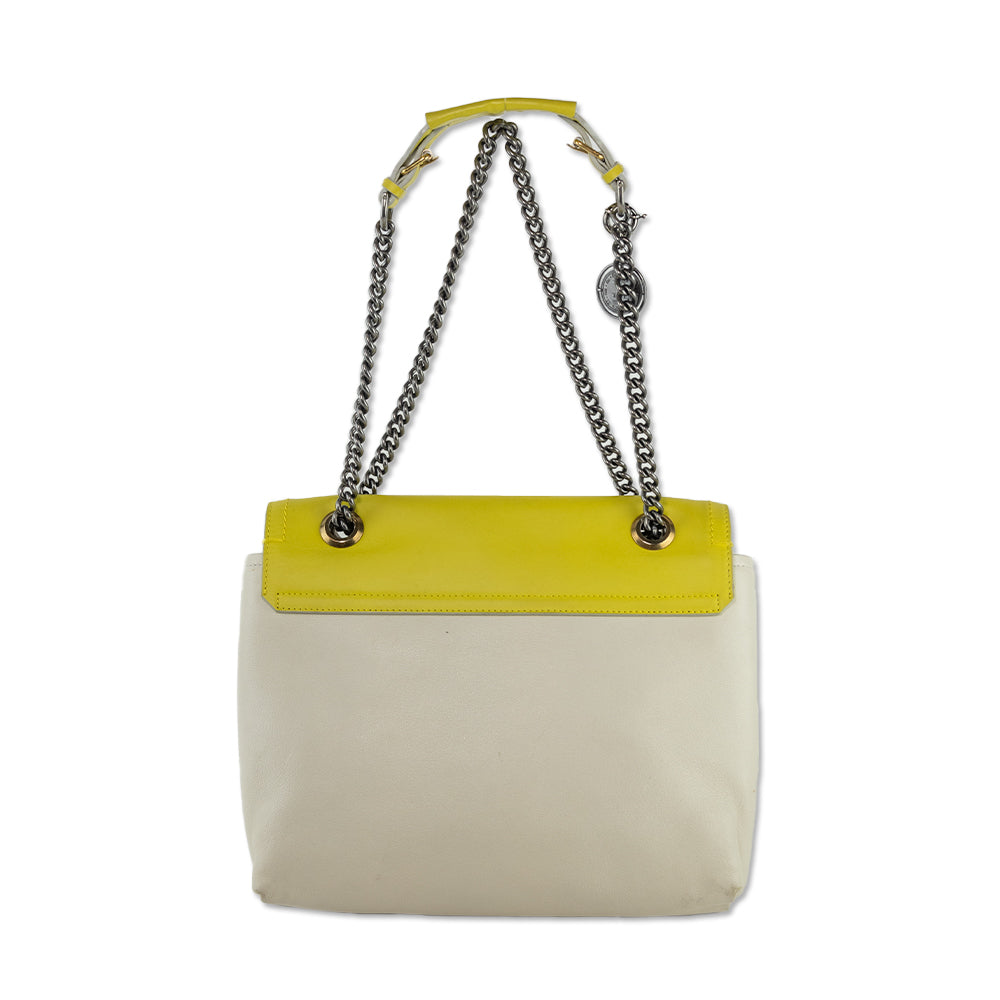 Lanvin Cream/Yellow Two-Tone Leather Happy Medium Bag