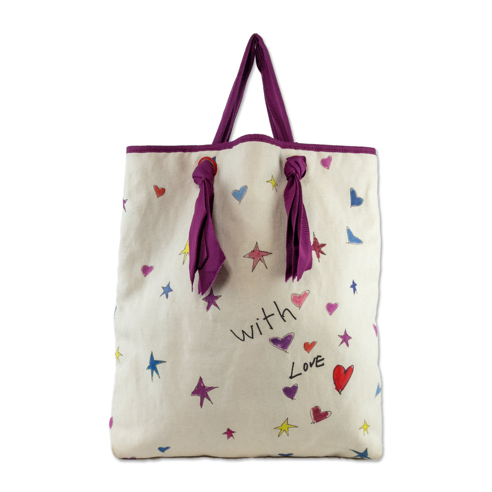 Lanvin White Canvas Purple Trim ‘120th Anniversary’ Doll Tote