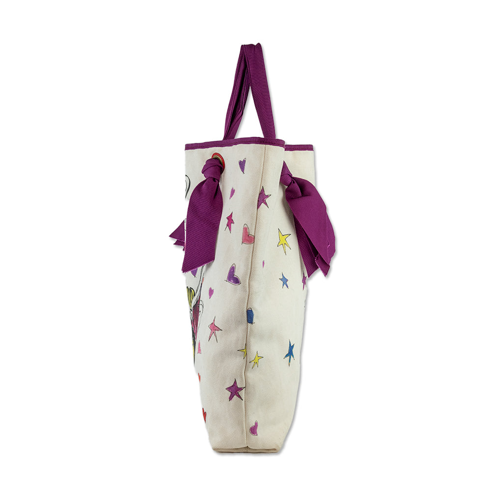 Lanvin White Canvas Purple Trim ‘120th Anniversary’ Doll Tote