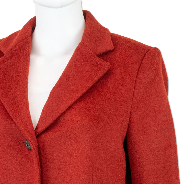 Lauren Ralph Lauren Red Wool-Blend Long Notched-Collar Coat