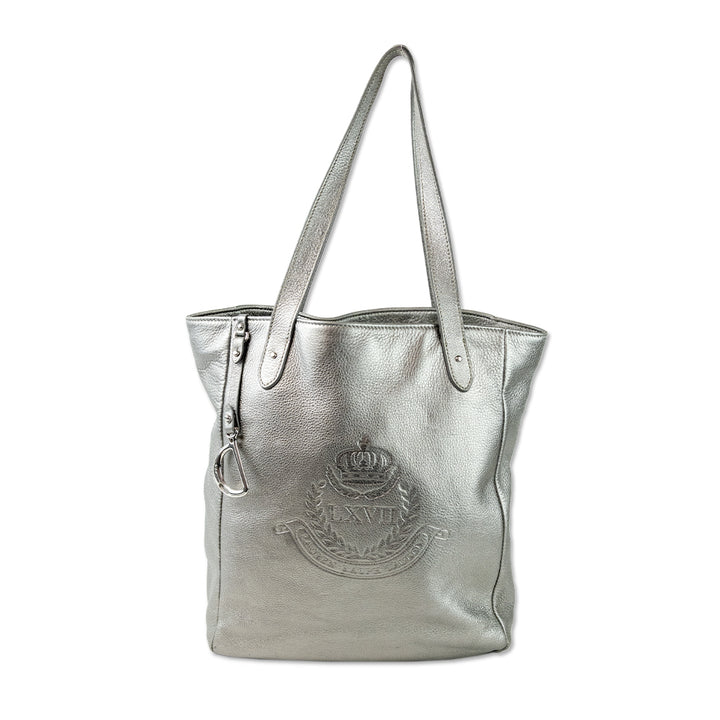 Lauren Ralph Lauren Silver Embossed Leather Tote