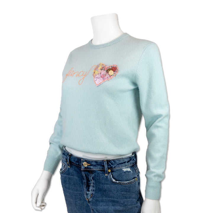 Lingua Franca Baby Blue Cashmere "Fancy" Sweater