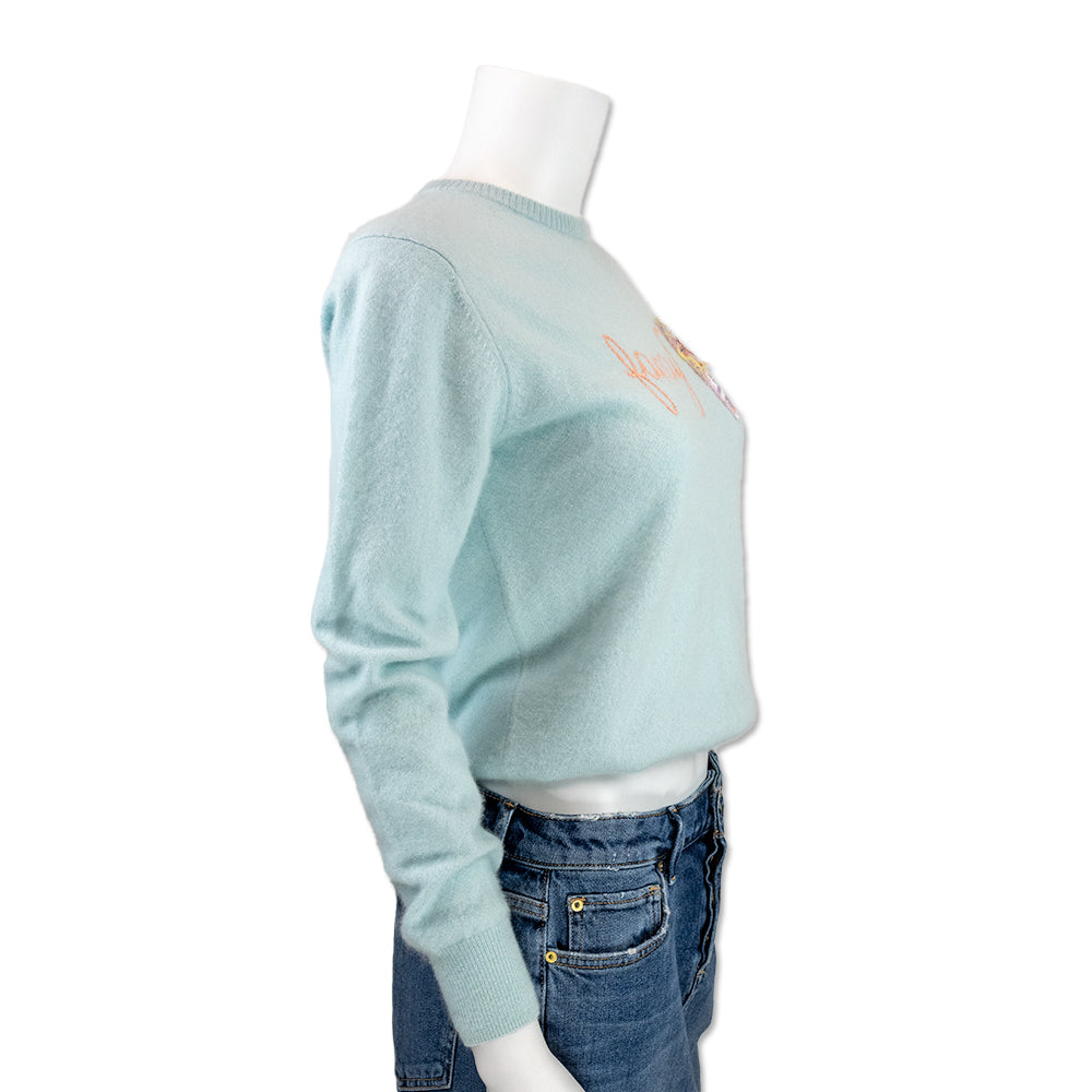 Lingua Franca Baby Blue Cashmere "Fancy" Sweater