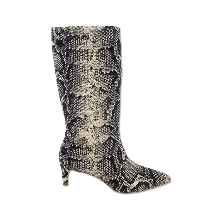 Loeffler Randall Pointed Toe Snakeskin Kitten Heel Calf Boot