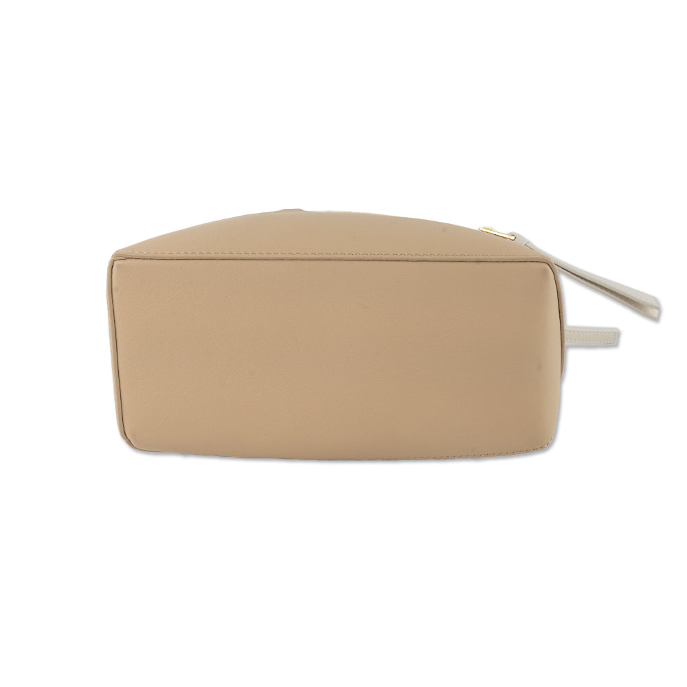 Loewe Small Puzzle Bag in Tan/ White Leather