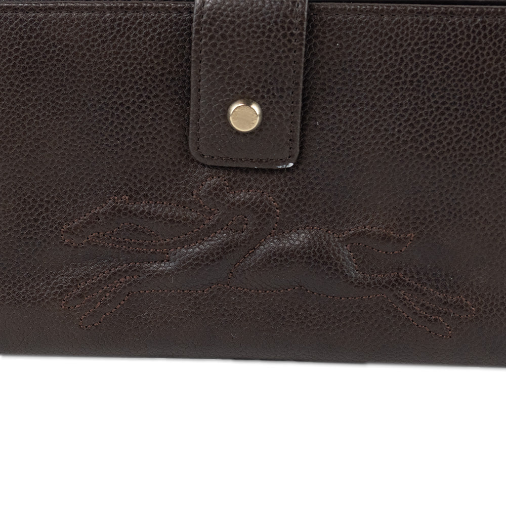 Longchamp Brown Leather Logo Continental Wallet