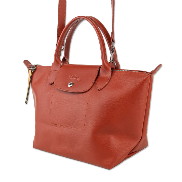 Longchamp Burnt Orange Long Grain Leather Large Tote Bag