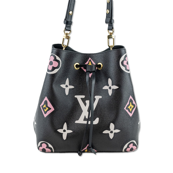 Louis Vuitton 2021 Black Monogram Coated Canvas Giant Wild At Heart NéoNoé MM Bag