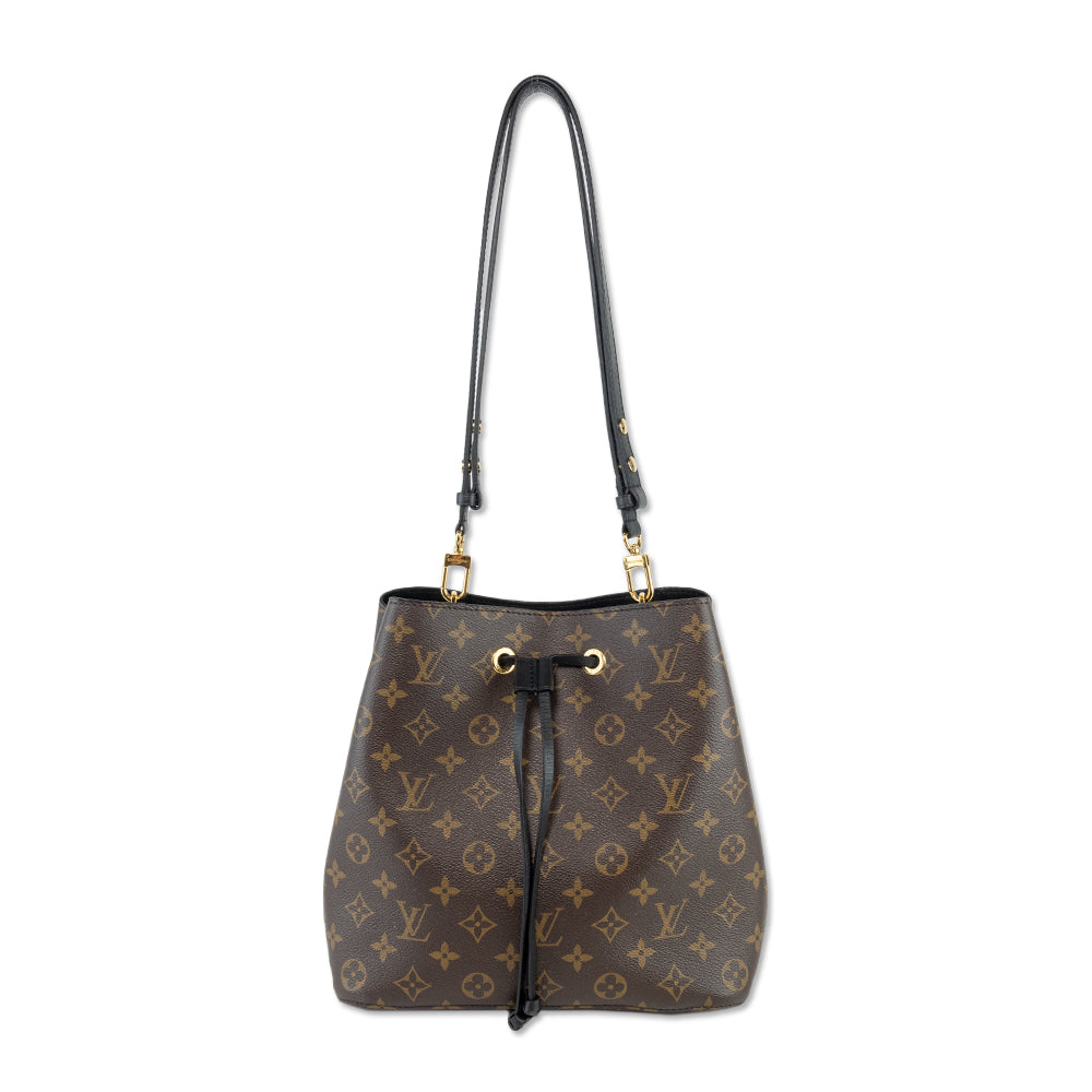 Louis Vuitton Monogram Coated Canvas Black Leather NéoNoé MM Bag