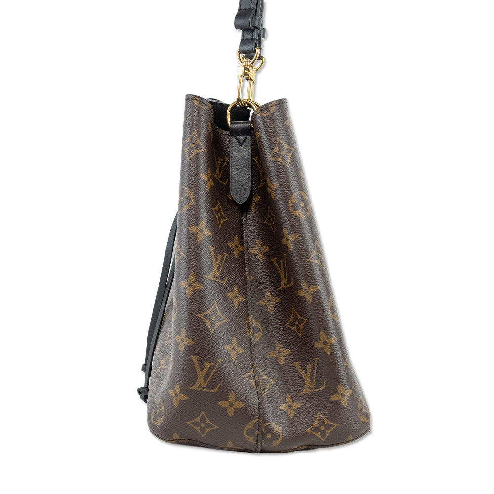 Louis Vuitton Monogram Coated Canvas Black Leather NéoNoé MM Bag