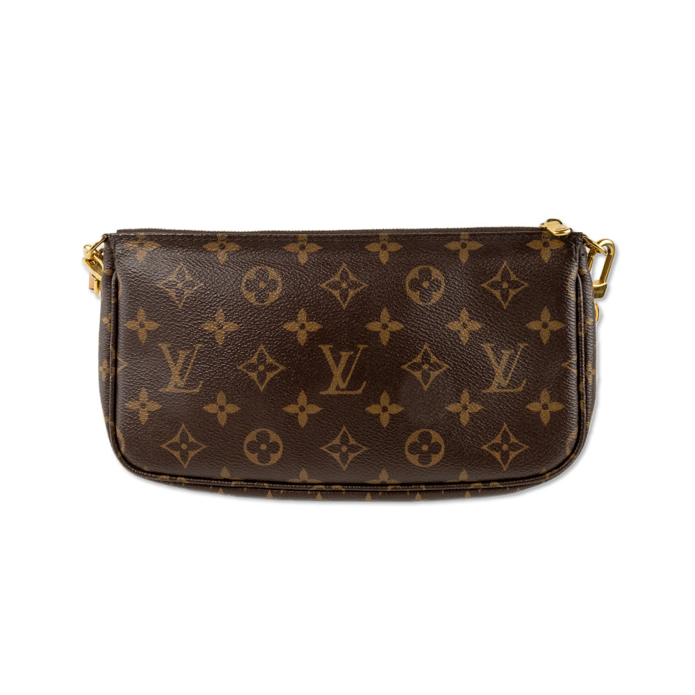 Louis Vuitton Monogram Multi Accessory Pouchette with Green Logo Strap