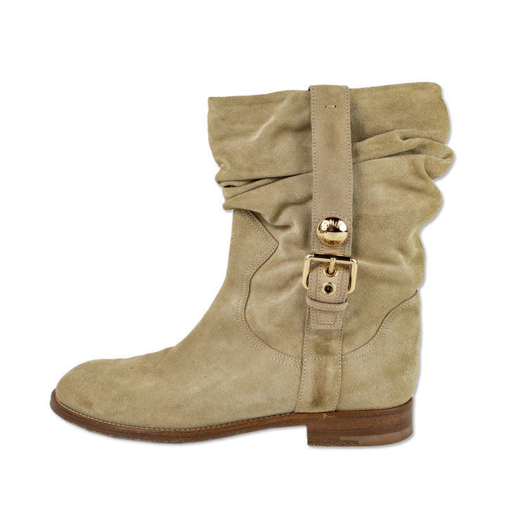 Louis Vuitton Safari Tan Suede Buckle Ankle Boots