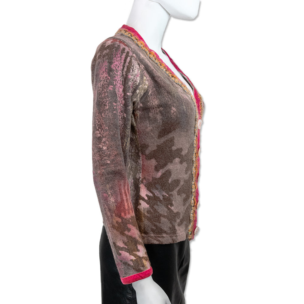 Maison Martin Margiela Pink Abstract Print Cashmere Cardigan