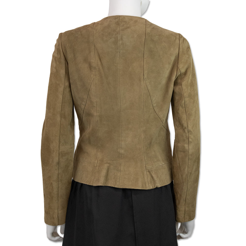 Maje Beige Suede Moto Jacket