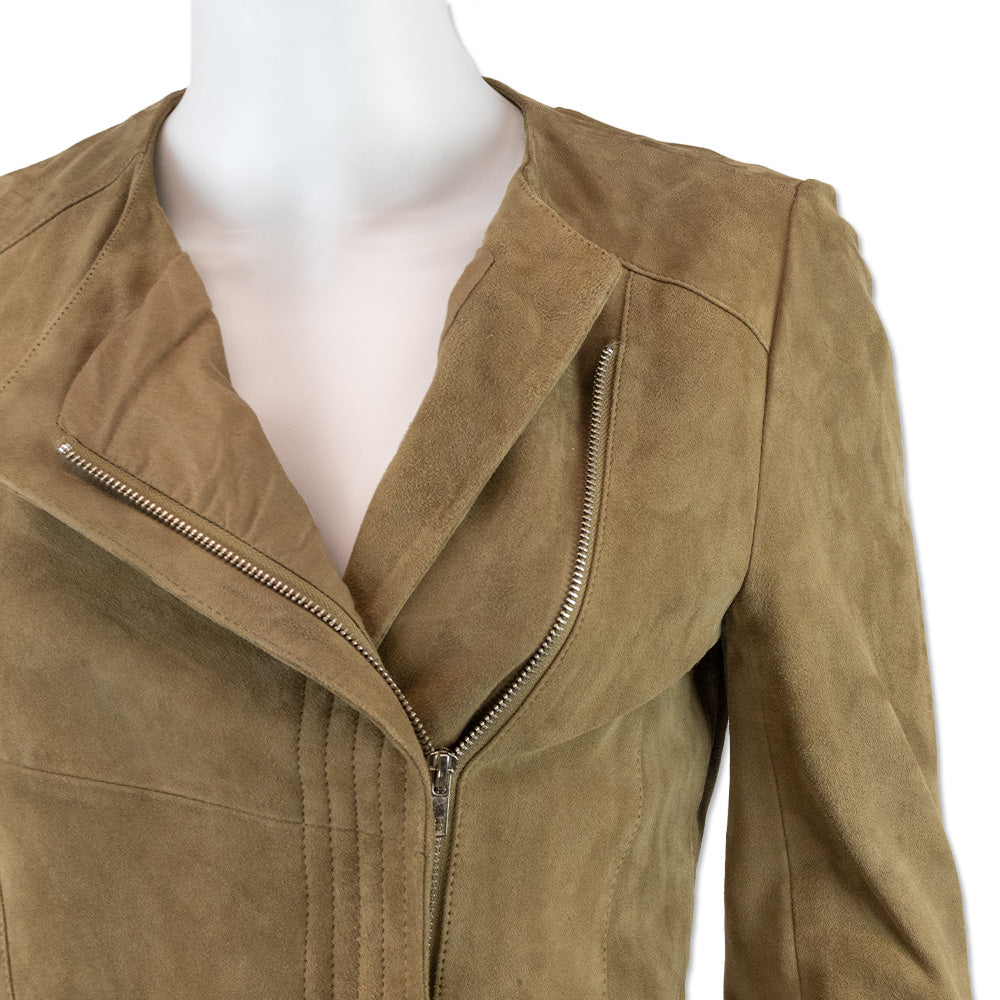 Maje Beige Suede Moto Jacket