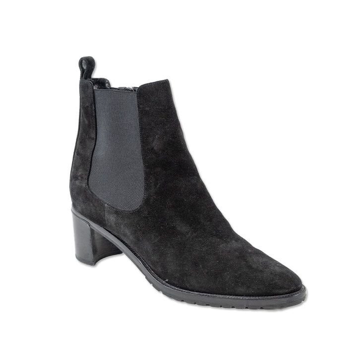 Manolo Blahnik Black Suede Heeled Chelsea Boots