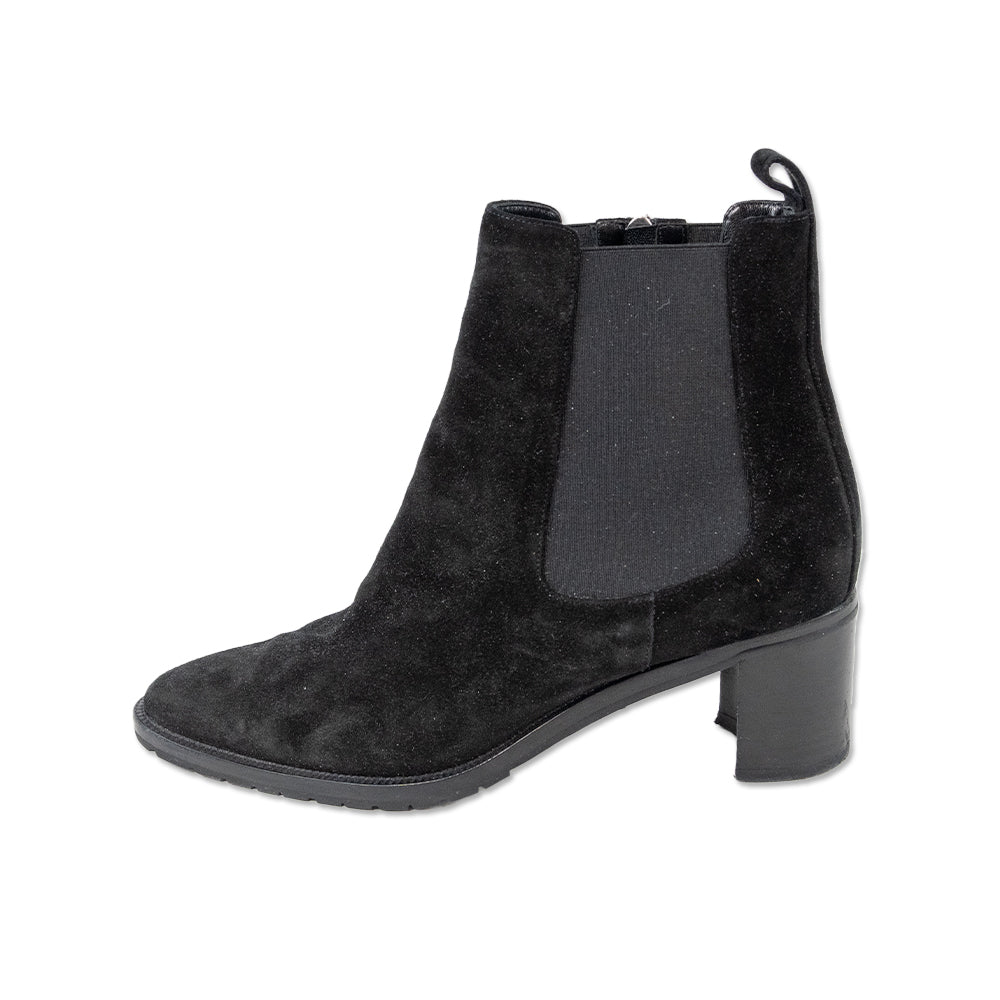 Manolo Blahnik Black Suede Heeled Chelsea Boots