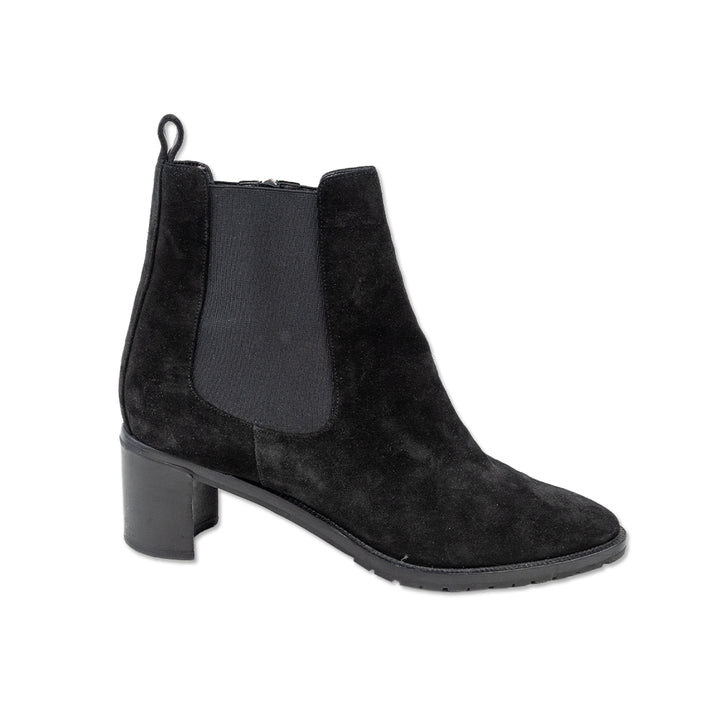 Manolo Blahnik Black Suede Heeled Chelsea Boots