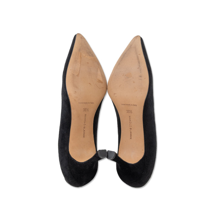 Manolo Blahnik Black Suede Pointed Toe Heels