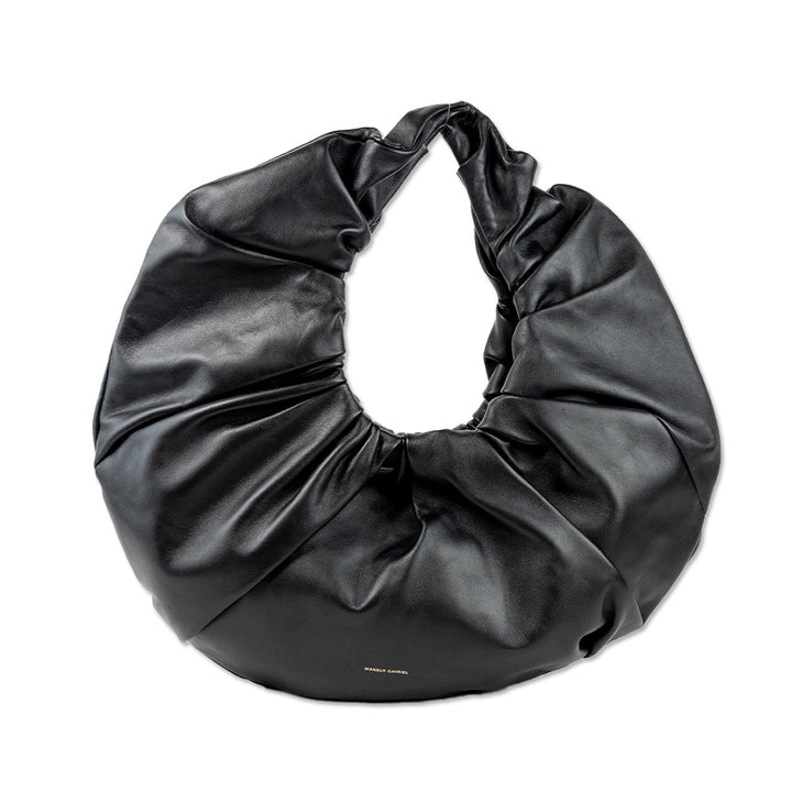 Mansur Gavriel Black Pleated Leather Hobo Shoulder Bag