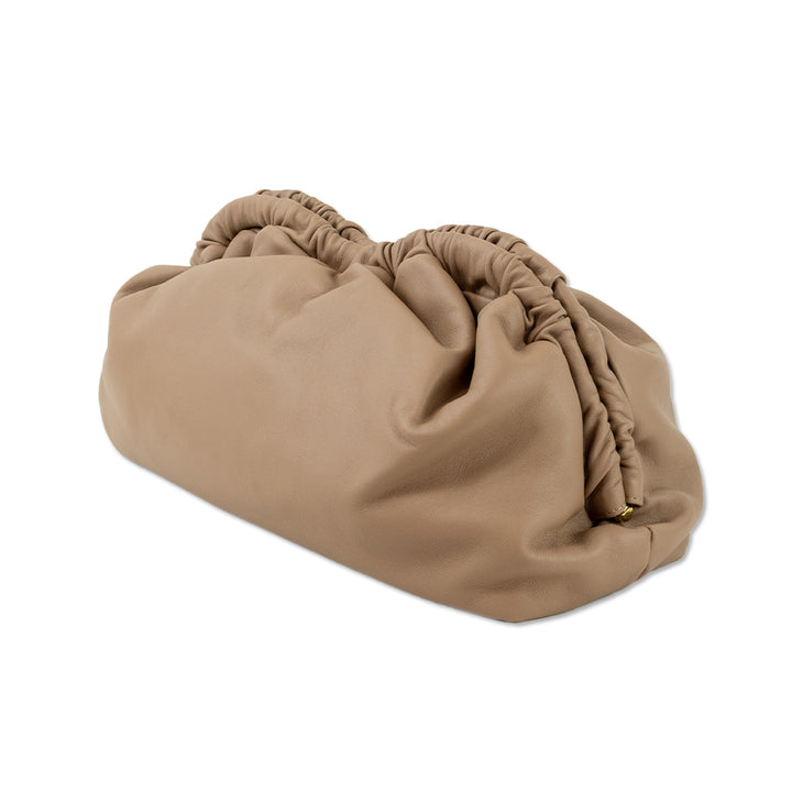 Mansur Gavriel Taupe Leather Oversized Cloud Clutch