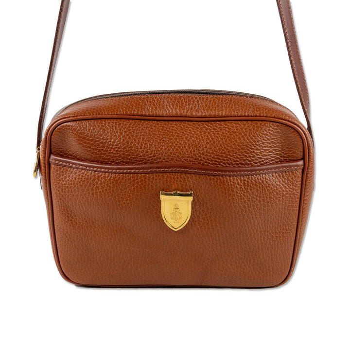 Mark Cross Small Brown Grained Leather Crossbody Bag