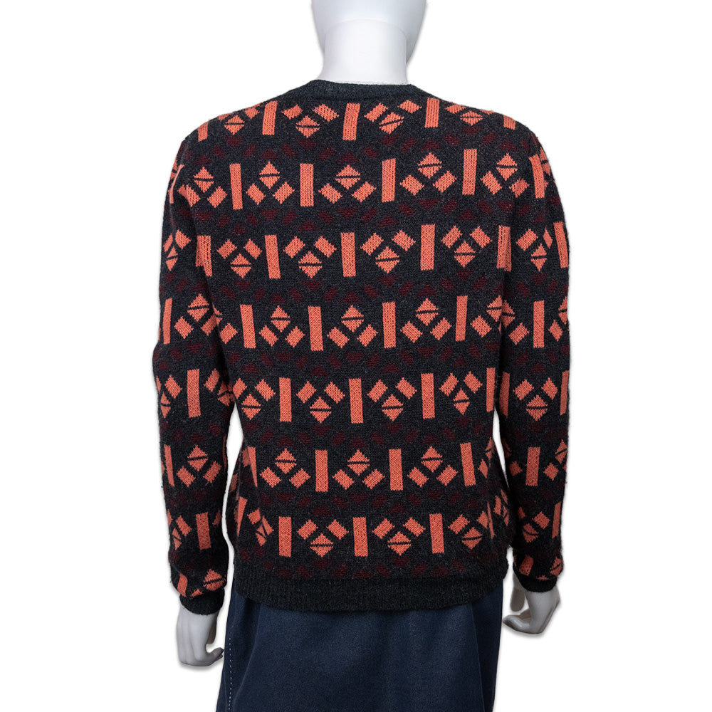 Marni Grey Cashmere Geometric Salmon Print Cardigan