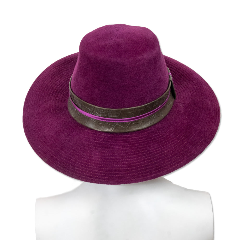 Marzi Purple Wool Wide Brim Hat